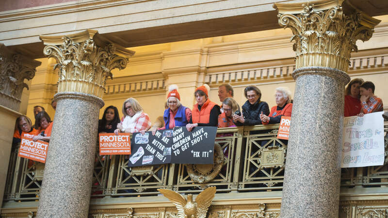 St. Paul, Minnesota
February 22, 2018
About 1000 people filled the Minnesota capitol rotunda to demand stricter gun control laws. They protested against "stand your ground" and "permit-less carry" laws and demanded stricter laws on guns such as a ban