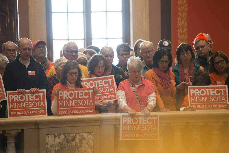 St. Paul, Minnesota
February 22, 2018
About 1000 people filled the Minnesota capitol rotunda to demand stricter gun control laws. They protested against "stand your ground" and "permit-less carry" laws and demanded stricter laws on guns such as a ban