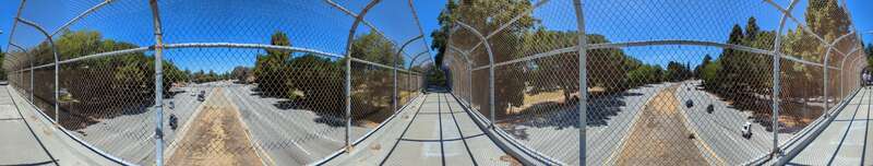 Panoramic view of San Tomas Expressway from Parkway Park pedestrian overpass near Saratoga Avenue, Santa Clara, California
