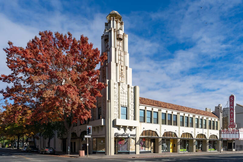 The Senator Theatre Building in Chico, California, as seen from Main Street, in fall 2020