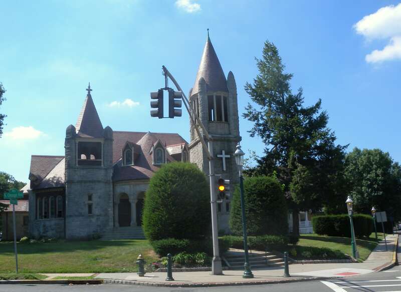 Looking south at South Orange-Vailsburg Methodist Church on a sunny late morning.