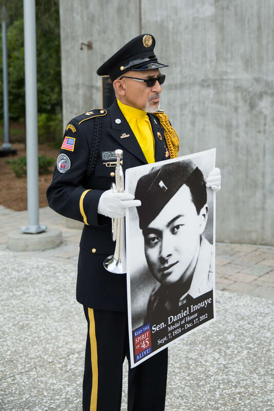 The Spirit of '45 Express is traveling throughout America to help publicize Spirit of '45 Day and promote interest in commemorating the 70th anniversary of the end of World War II.  The tour is stopping at every site where the "Lone Sailor" statue