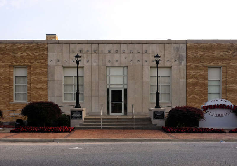 The former United States Post Office in Springdale, Arkansas, United States was built in 1936 and is now the Springdale Chamber of Commerce.