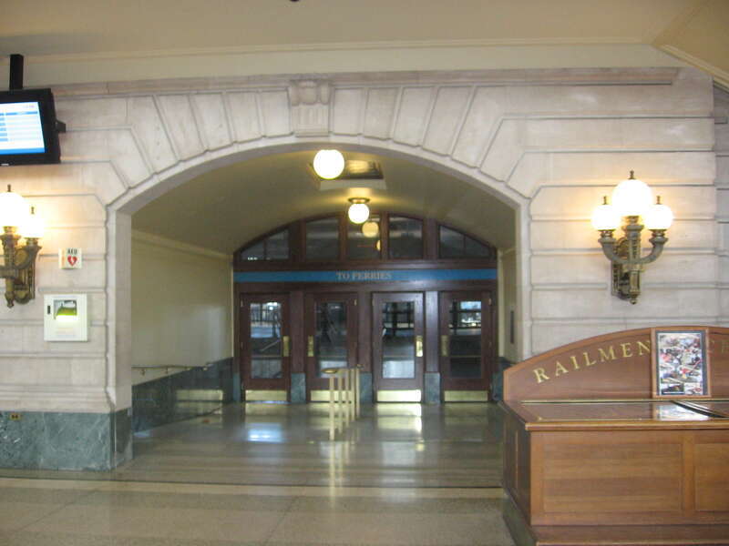The recently refurbished "To Ferries" entry way at Hoboken Terminal.
