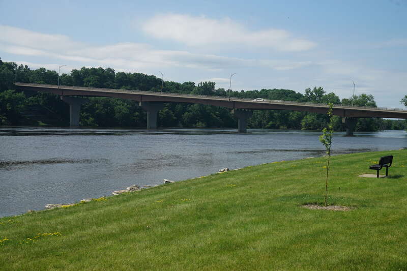 The Rock River at Traxler Park in Janesville, Wisconsin (United States).