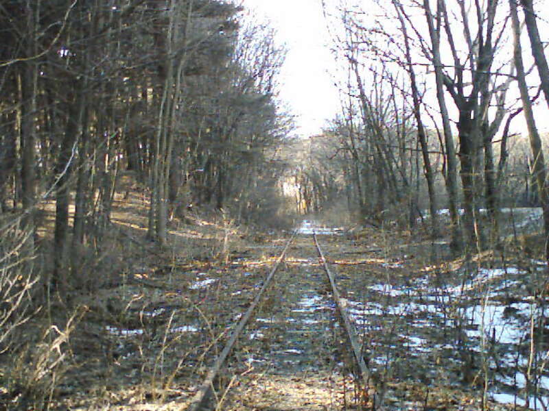 Watertown Branch Railroad (south) at Fresh Pond Reservation, Cambridge, Massachusetts.