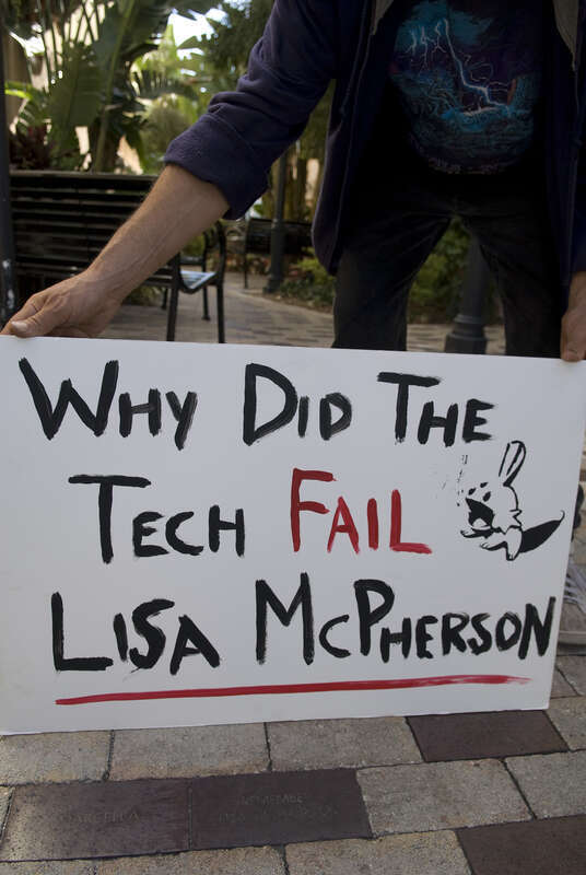 Parti Gras '09 on February 21st in Clearwater, Florida.  Posed with the Lisa McPherson memorial brick in Gaslight Alley. Scientologists call all their brainwashing "tech".
As part of the 13th straight month of protests in over 50 cities around the