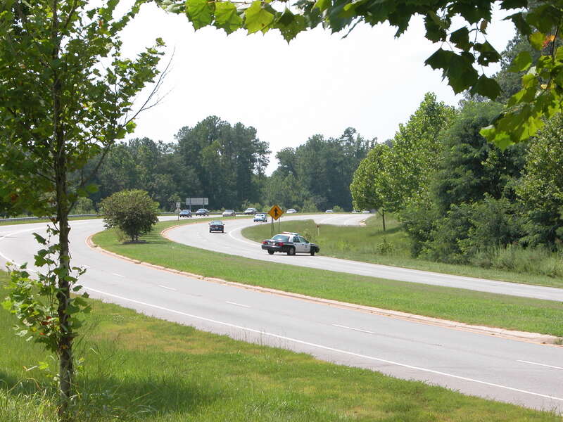 A City of Chapel Hill, North Carolina police cruiser giving chase to a target motorist on US 15-501.
