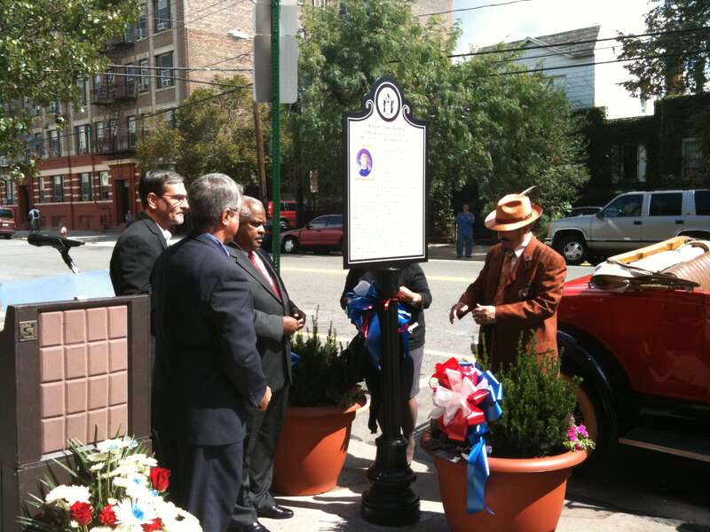 Dedication ceremony in Union City, New Jersey for a historical marker honoring painter William Ranney, who lived in Union City (when it was formerly West Hoboken), September 18, 2010. The marker, which is the fourth one Union City has dedicated for