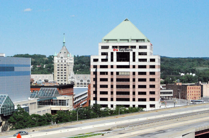 KeyBank building and SUNY System Administration Building in downtown Albany, New York