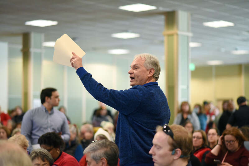 On Saturday, March 9, 2024, many Anchorage legislators participated in a Town Hall event at UAA's Cuddy Hall. Participants voiced concerns about topics ranging from education funding to energy and artificial intelligence.
Photo credit: "Photo used