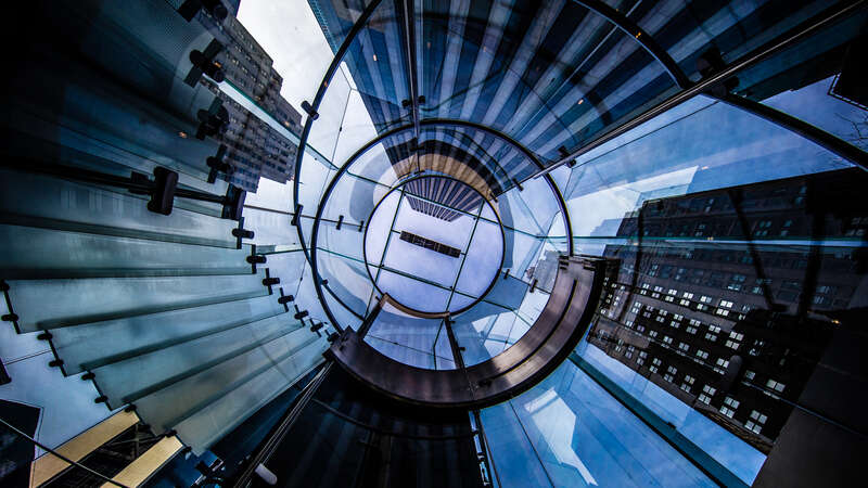 
500px provided description: View from the elevator in the Apple Store on 5th Ave in Manhattan [#new york city ,#nyc ,#manhattan ,#apple store ,#5th ave ,#shotwithcanon ,#thecreatorclass ,#eyesup]