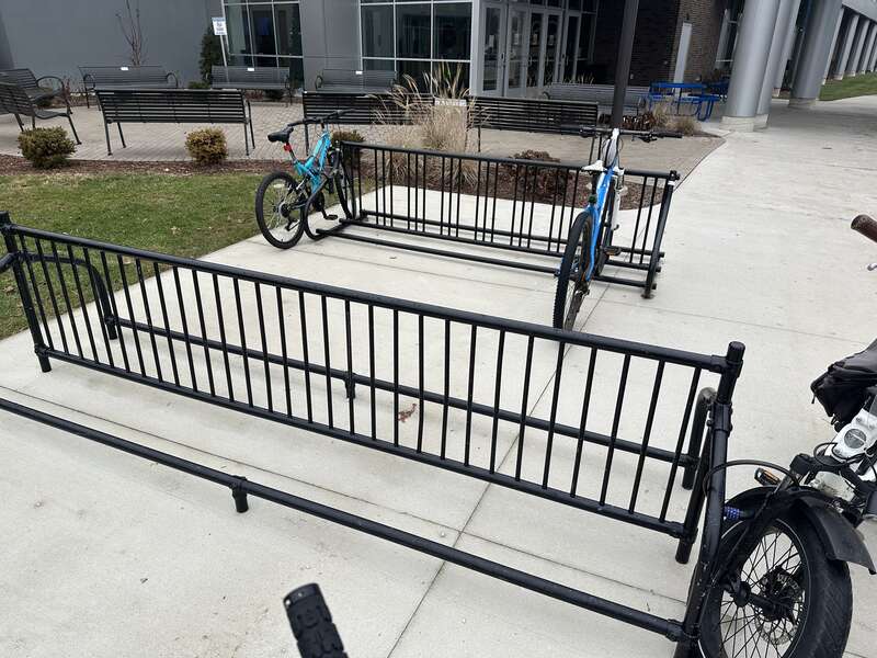 Bike parking outside of the Aquatic Center in Holland Michigan