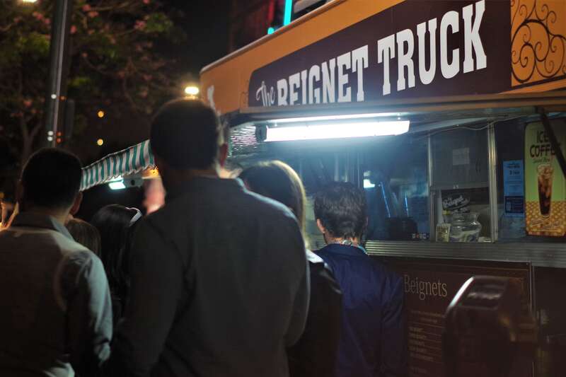 Out front of Dez &amp; Chaz's Bar Mitzvah' s was the Beignet Food Truck serving crowd into the late night.