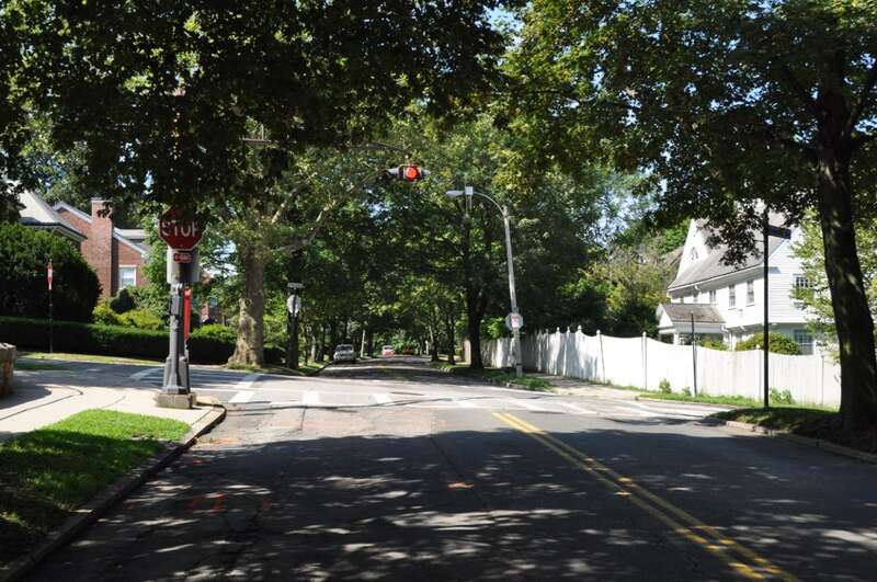 Dean Rd and Fisher Ave in the Fisher Hill Historic District in Brookline, Massachusetts.