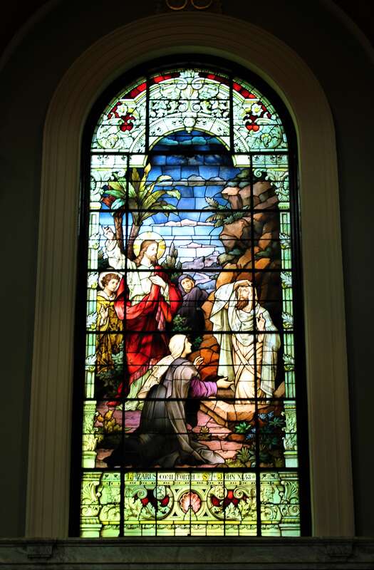 Stained glass window in the Cathedral of Saint Patrick in Harrisburg, Pennsylvania.