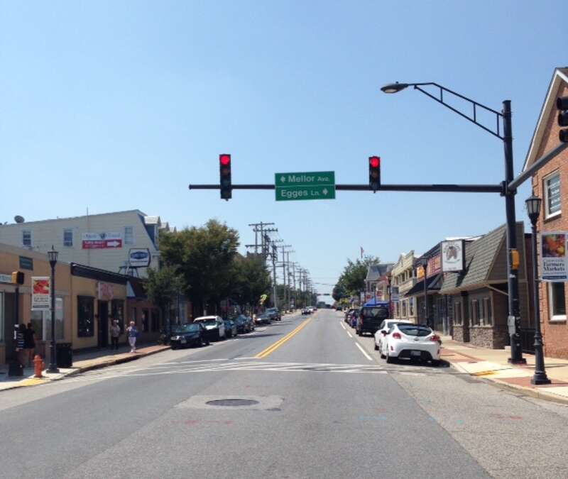 Downtown Catonsville at the intersection of Frederick Road/Mellor Avenue/Egges Lane