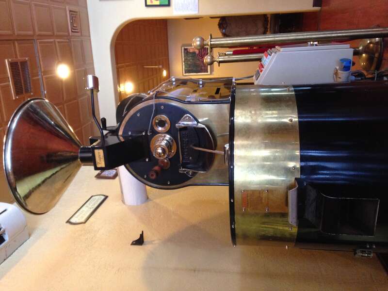 A coffee bean roaster at a roastery in Nashua, New Hampshire