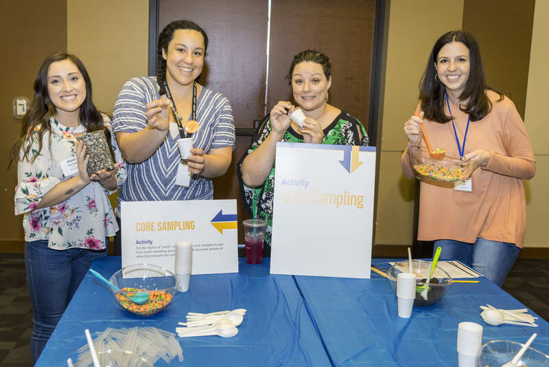ODOT's Alexis Nesemann, Kassy Bricco, Sarah Terry and Jill Larson try their hand at core sampling.
