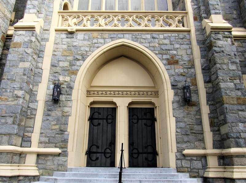 The main entrance into First Presbyterian Church in Wilmington, North Carolina.