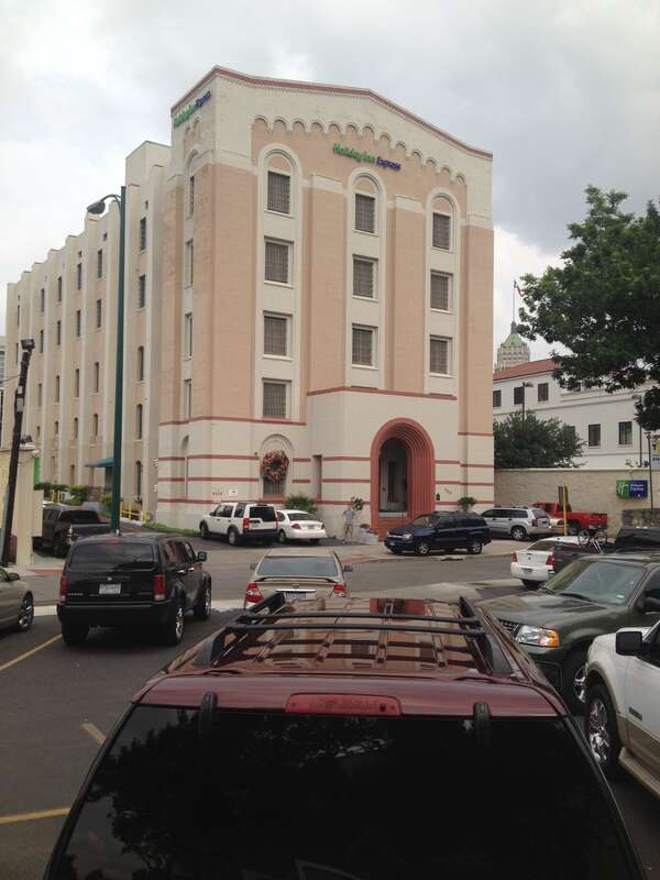 This is a picture of Holiday Inn Express in downtown San Antonio. It was built in 1878 as the Bexar County Jail. Its use as a jail stopped in 1962.