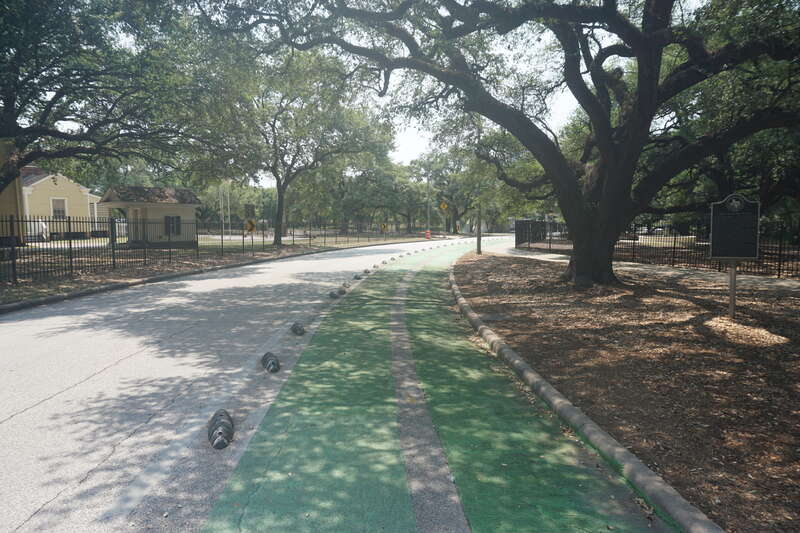 A bike path in Houston, Texas (United States).