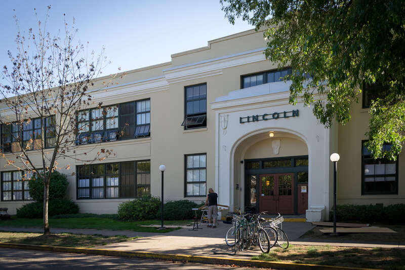 Designed by Frederick Manson White as Woodrow Wilson School, the building was renamed Lincoln School Condominiums in Eugene, Oregon