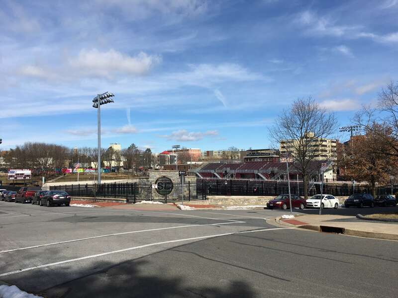 The high school football field in downtown State College, Pennsylvania.