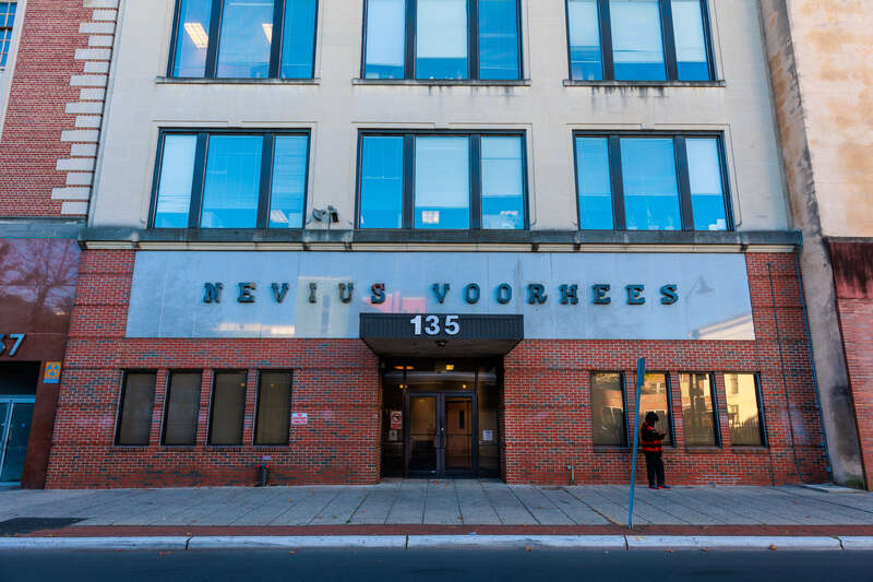 Nevius Voorhees building, 131 E. State Street, Trenton New Jersey; originally opened as Nevius Bros. department store in the early 1900s. Acquired the store next door, Voorhees Bros., in the late 1930s/ early 1940s, and became Nevius-Voorhees until