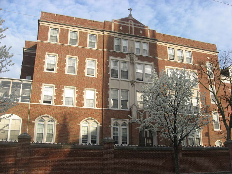 Front of the Notre Dame Academy and Notre Dame High School, located at 926 Second Street in Hamilton, Ohio, United States.  Built in 1887, it is listed on the National Register of Historic Places.