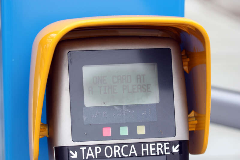 <a href="https://www.flickr.com/photos/wings777/">wings777</a> played with the ORCA reader at the platform and discovered that if you have two ORCA cards in your wallet and try to scan one while the other is very close, you get this
