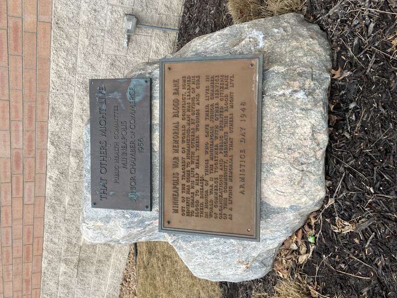 Plaques outside of Memorial Blood Center building
St. Paul, Minnesota, USA