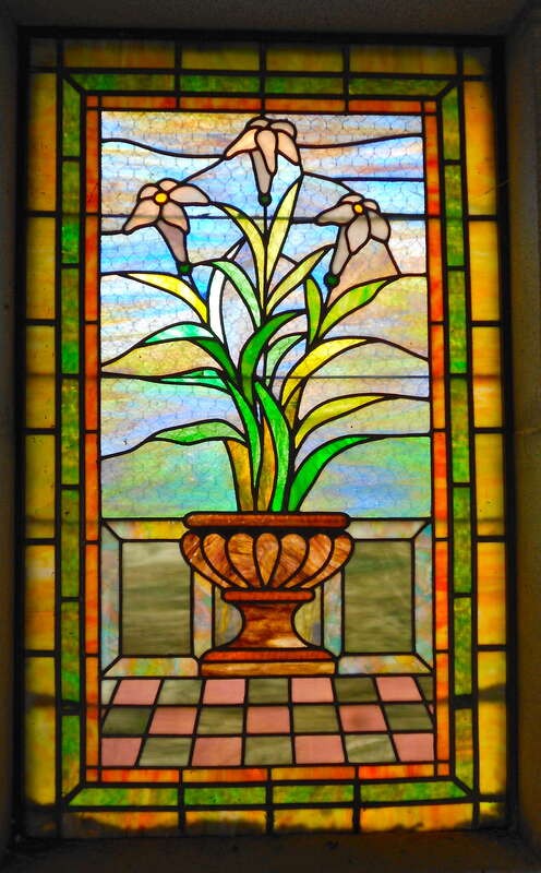Stain glass window in the Todd Masoleum at Riverview Cemetery Company of Wilmington, Delaware. Cemetery on the NRHP since July 3, 2012, at 3300 &amp; 3117 N. Market St., Wilmington, Delaware (New Castle County)