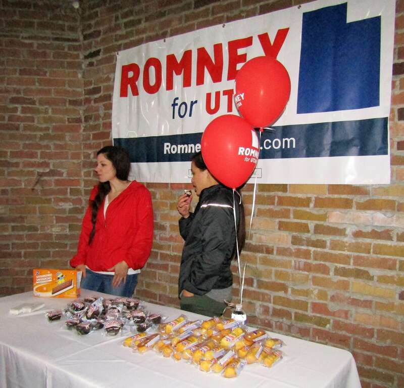 A table for treats at a Mitt Romney senatorial campaign event.