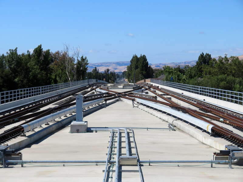 S45 interlocking viewed from Berryessa/North San José station on the first day of service in June 2020