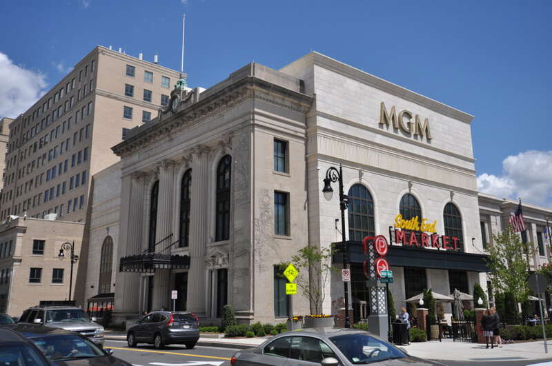 Facade of the United Electric Co. Building in Springfield, Massachusetts; part of the MGM Springfield casino.