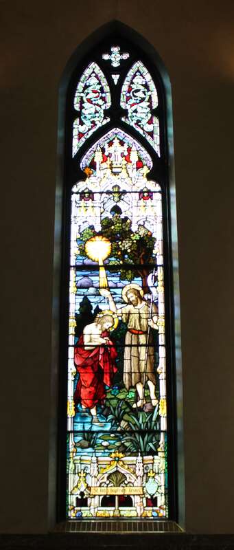 One of the stained glass windows in Cathedral of Saint Andrew in Grand Rapids, Michigan.