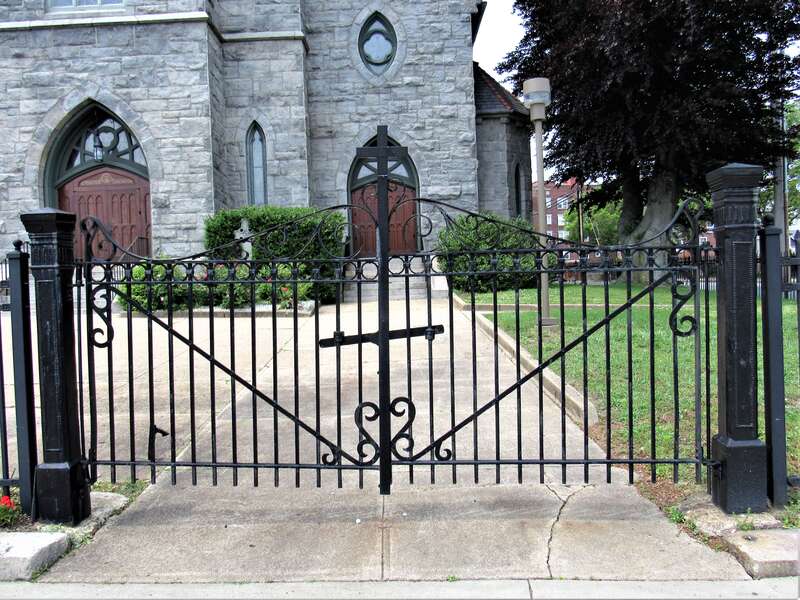 One of the gates at St. Augustine Cathedral in Bridgeport, Connecticut.