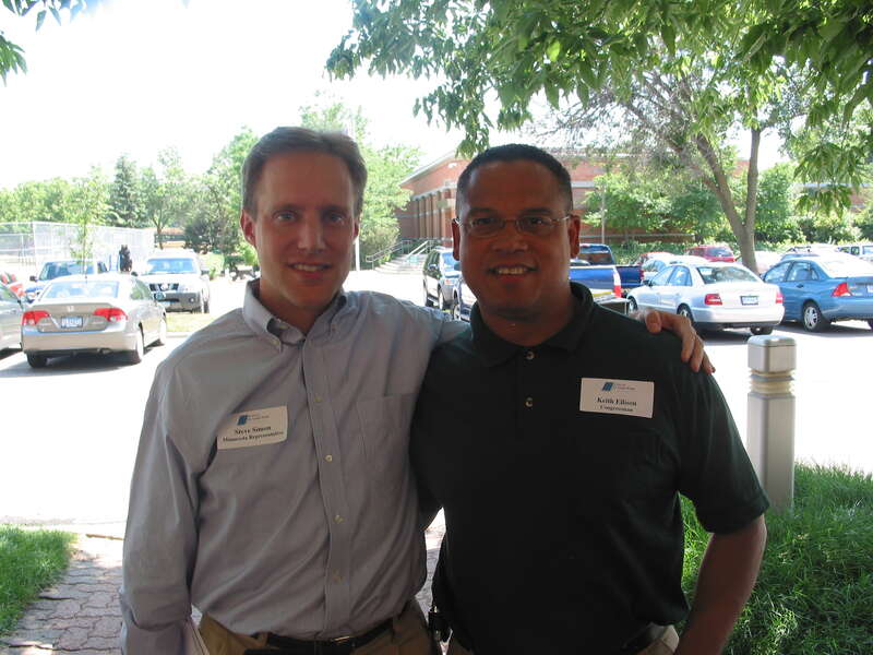 Congressman Keith Ellison (right) with Minnesota State Representative Steve Simon in 2007. Photo courtesy of Rep. Keith Ellison, via Flickr. 




This file has an extracted image: Steve Simon 2007.jpg.



