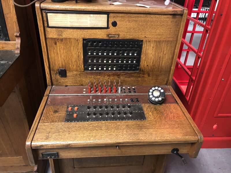 Old PBX switchboard. Item on display at the Telephone Museum, Waltham, Massachusetts, USA