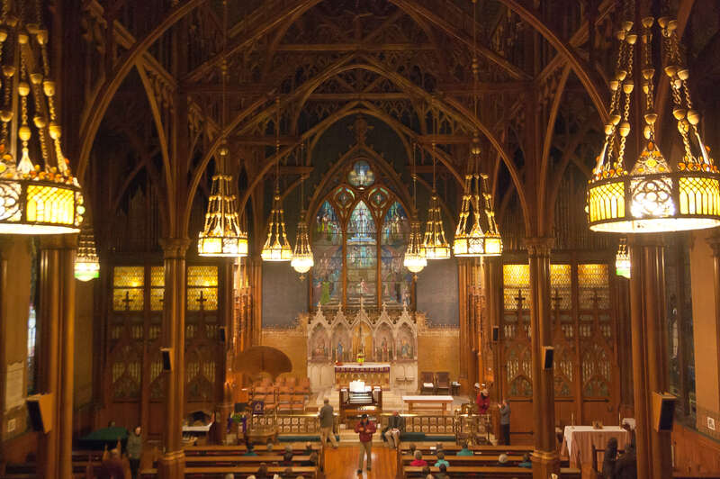 The church, built in 1827-1828, was redone in the 1890's under the auspices of the Tiffany Company. To quote <a href="http://en.wikipedia.org/wiki/St._Paul's_Episcopal_Church_(Troy,_New_York)" rel="nofollow">its Wikipedia page</a>:

St.