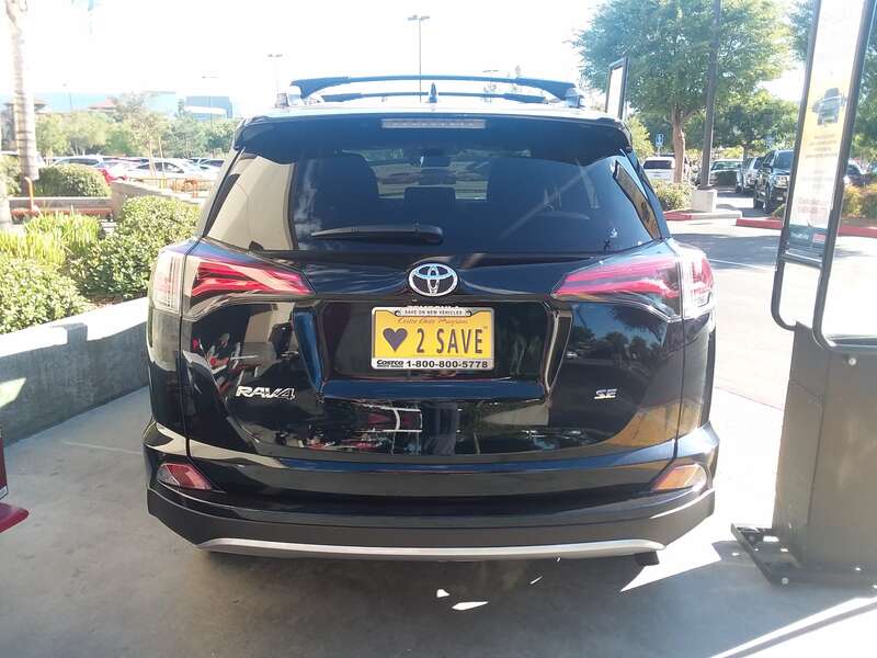 This is a Toyota RAV4 2018 (XA40) CUV back view. Manufactured in Obu, Aichi, Japan.