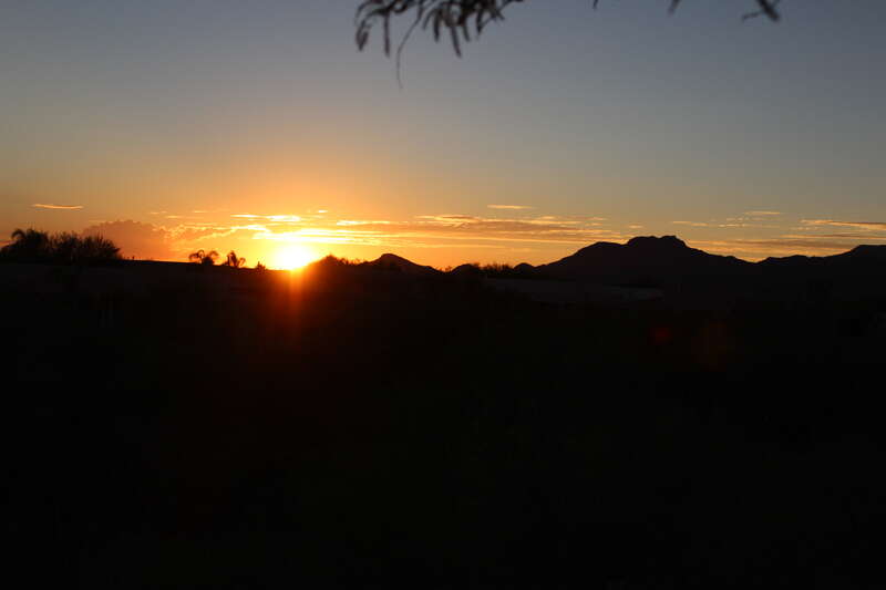 Tuscon Arizona Desert Sunset Over Mountains