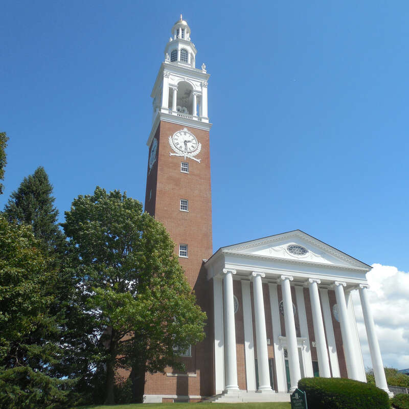 Front view of Ira Allen Chapel, University of Vermont: 1 Aug 2015 (Architects: McKim, Mead &amp; White)