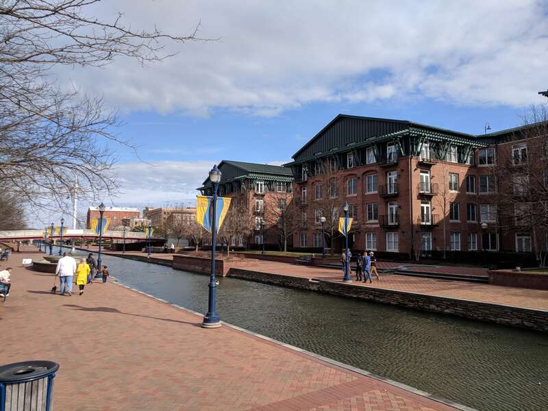Carroll Creek Park in downtown Frederick, Maryland.
