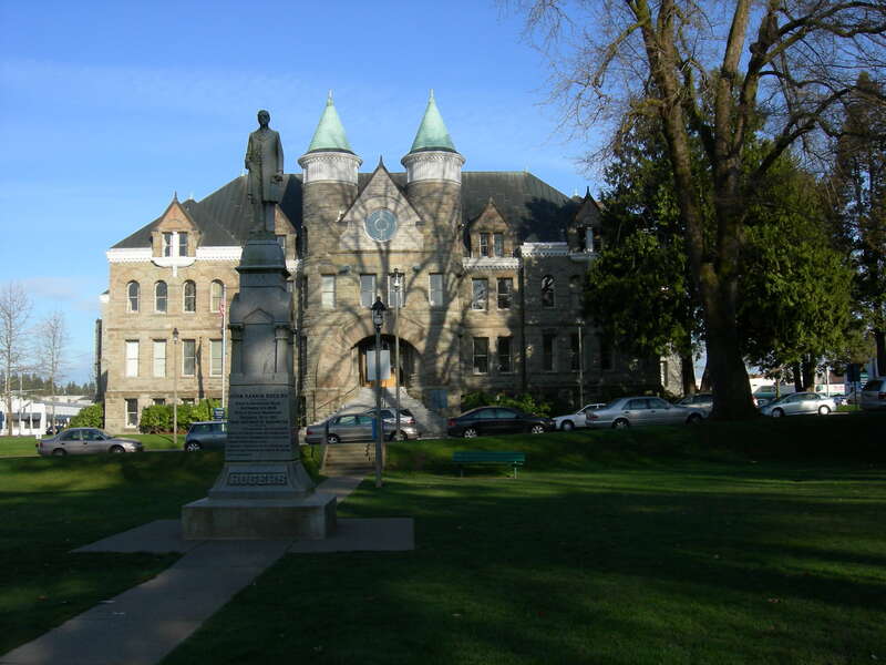 HQ of the Washington State Superintendent of Public Instruction, downtown Olympia, Washington, seen from Sylvester Park. Statue in foreground is John Rankin Rogers; statue dedicated 1905.
Designed by Willis A. Ritchie and built 1890–1892 as the