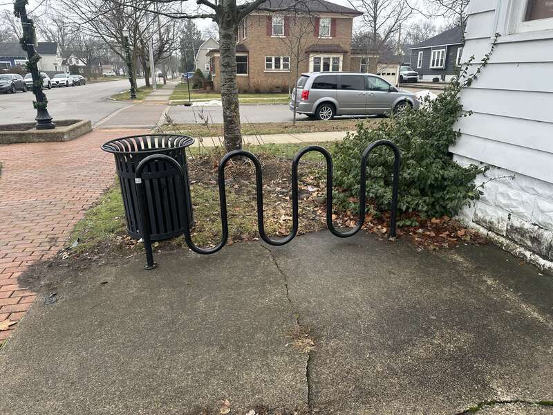 Bike parking in Washington Square near The Biscuit in Holland Michigan