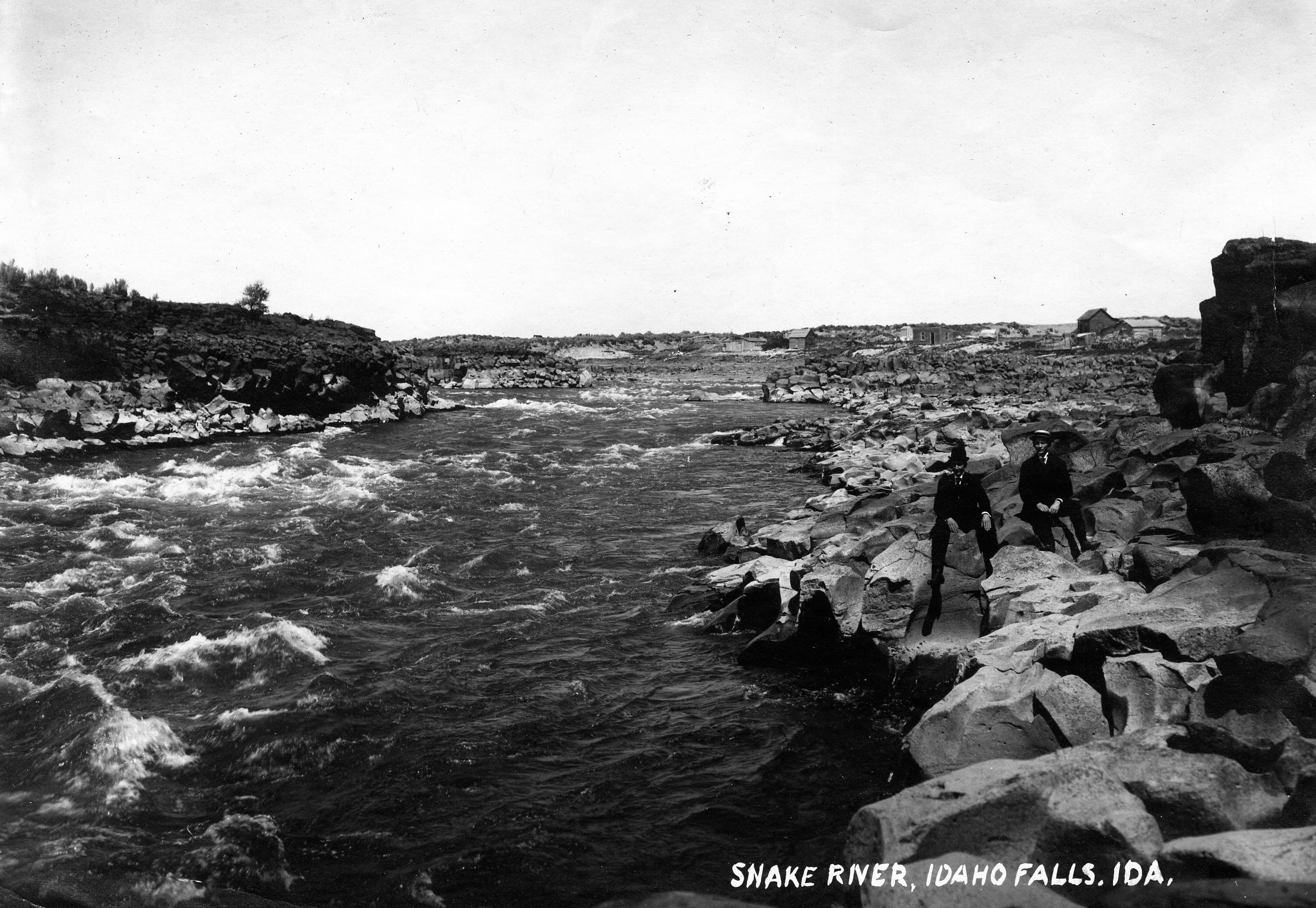 Image Title: Snake River - Idaho Falls
Date: c.1910
Place: Snake River, Idaho Falls, Idaho
Description/Caption: Snake River, Idaho Falls, Ida.
Medium: black and white photograph
Photographer/Maker: Unknown
Cite as: ID-B-0117,