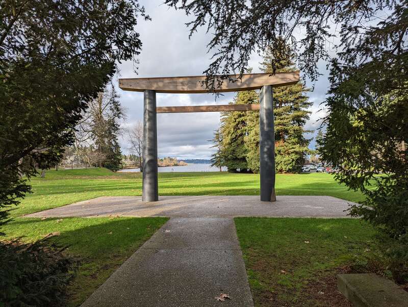 Front of the Seward Park Torii in 2021