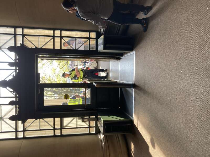 During May 6, 2024 MIT pro-Palestinian protest, MIT polices stand at the door of MIT building 7